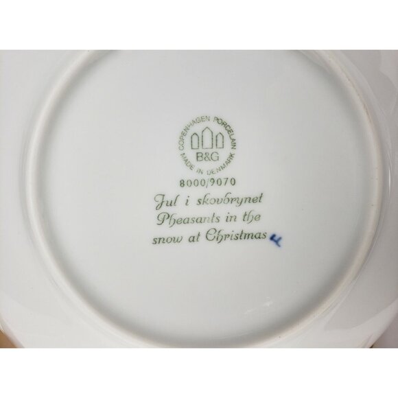 VTG Bing and Grondahl 1970 Christmas Collectors Plate Pheasants in the Snow 7 ¼” - Picture 5 of 9